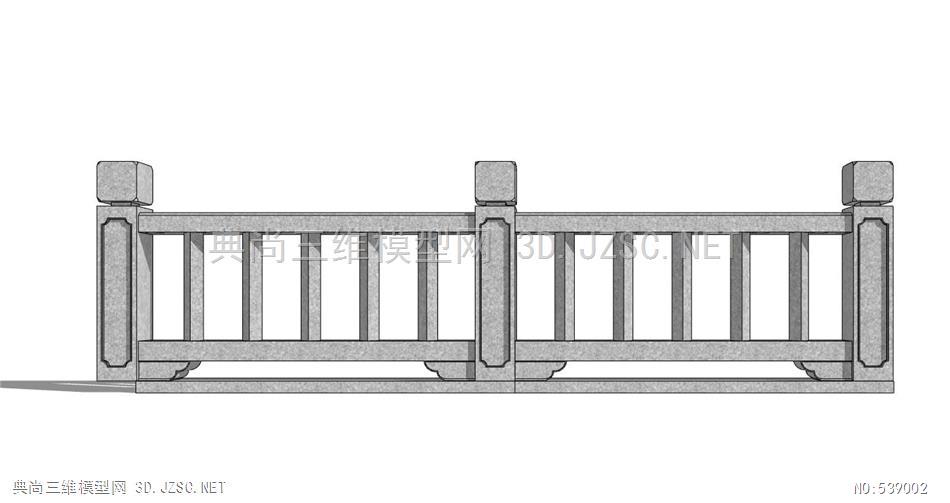 中式仿古石头栏杆镂空石雕浮雕围栏扶手14su模型