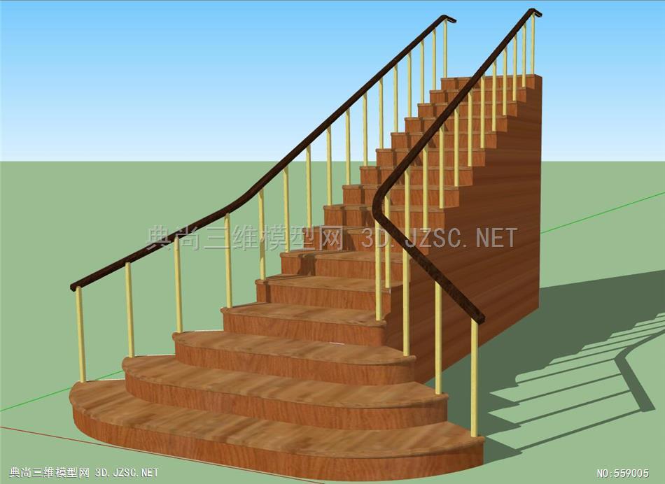 現代室內扶手樓梯護欄旋轉樓梯臺階15su模型