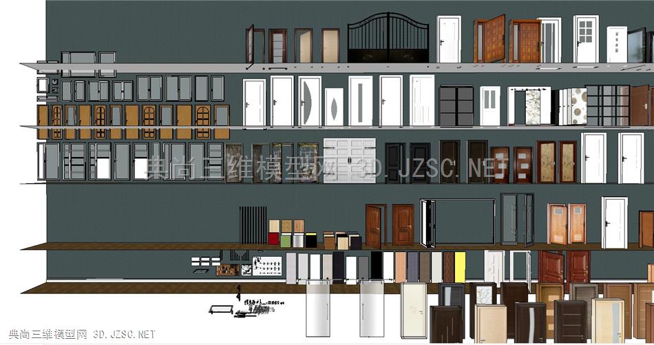 现代家具五金材门窗SU模型