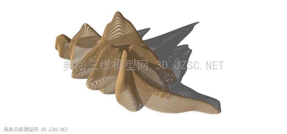 线条假山 (5) 现代假山水景 中式假山水景 抽象线条假山 景观小品 su模型