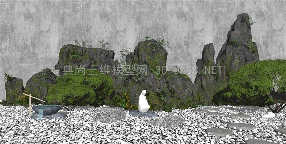 新中式假山石头 景观小品 枯山水石 禅意景观 原创