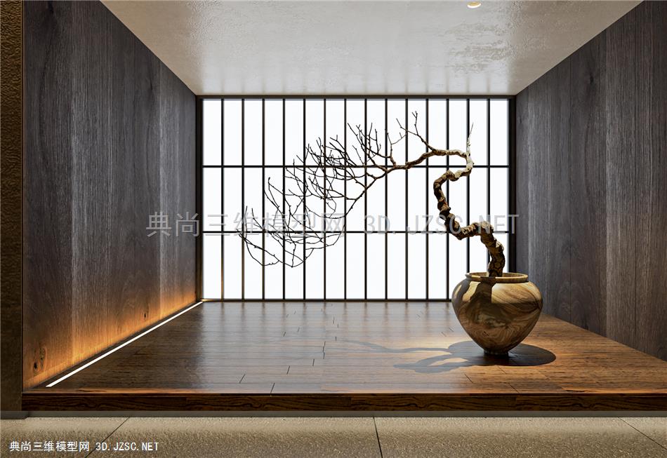 现代侘疾风展示空间含精品家具植物模型