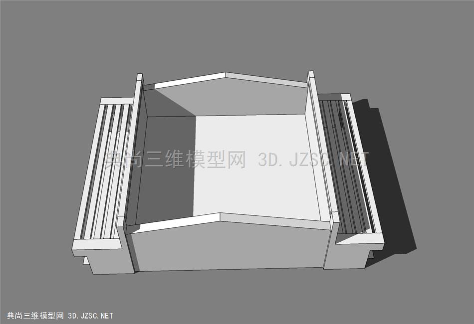 带坐凳树池-SU模型下载