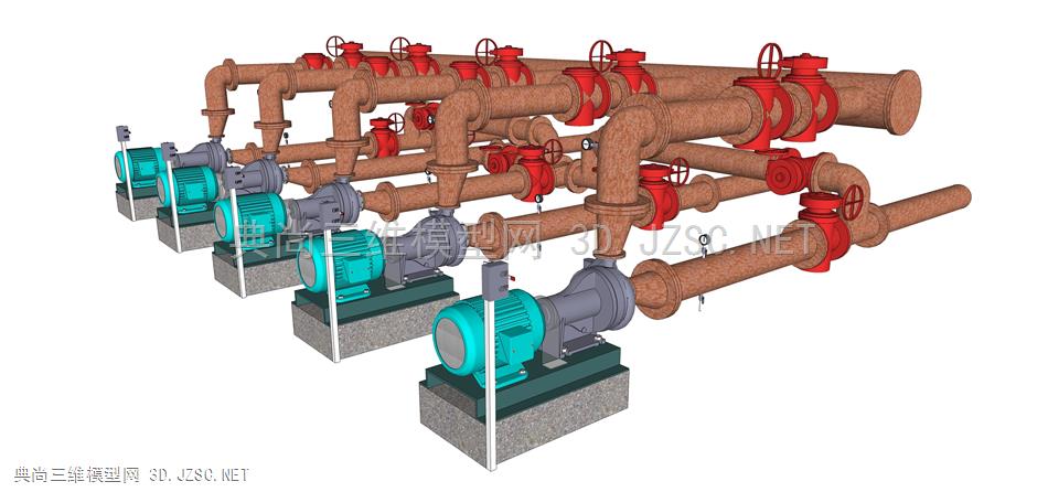 多台抽水泵组 生产设备 工业设备 工业设施 工具 器材 污水管道  水管 管道