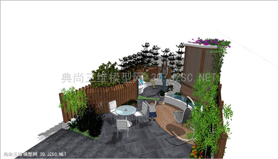 现代别墅庭院屋顶花园