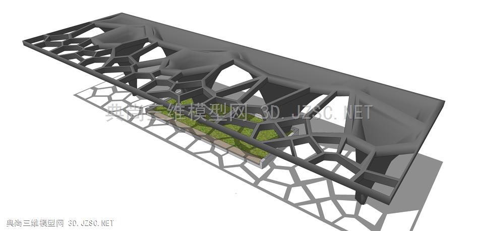 现代廊架构筑物(13) 廊架结构 景观小品 景观装饰 凉亭 廊架 异形休息亭 雨棚 异形遮阳棚 公园广场休息亭