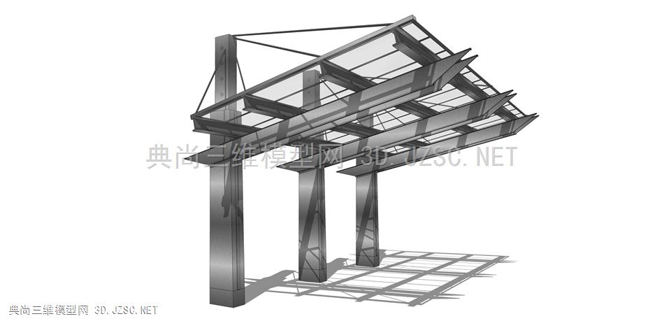 现代廊架构筑物 (255) 廊架结构 景观小品 景观装饰 凉亭 廊架 异形休息亭 雨棚 钢结构遮阳棚 景观装置