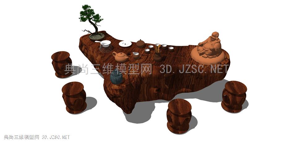 根雕茶桌茶台 (40) 茶几 中式茶台 树根桌子 树木座椅 木桌 木凳