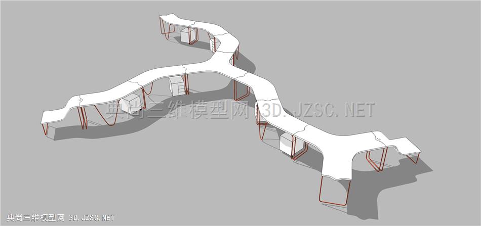 现代开敞办公室工位办公桌公共空间条形桌