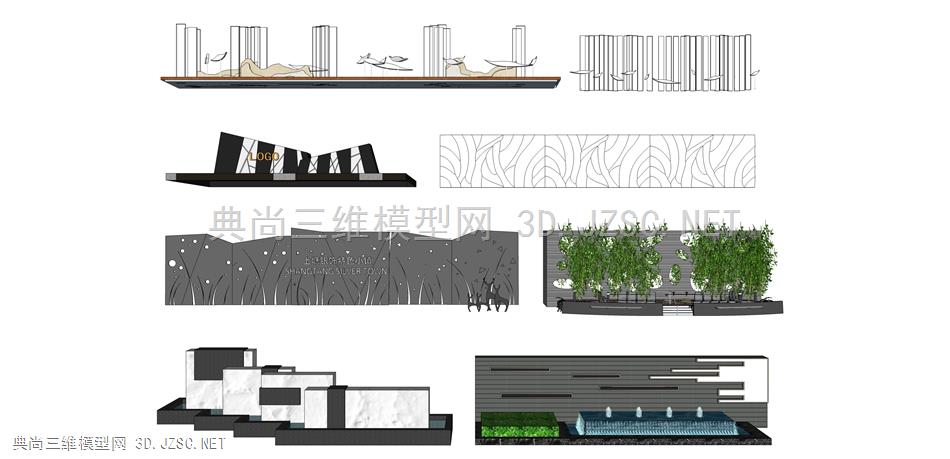 景墙 (23 景观装饰墙 指示牌 logo牌 异形围墙 景观墙 文化墙 景观装置 景观小品  标识墙