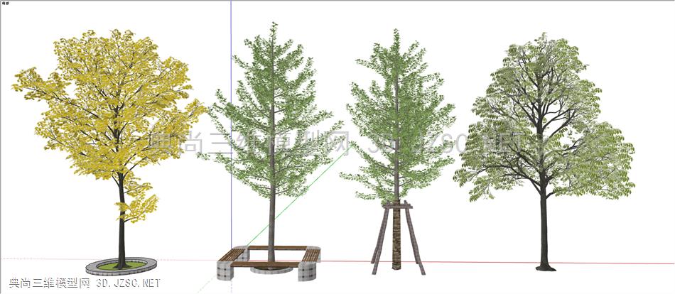 3D植物银杏 高质量 精品 银杏 树池 乔木 景观