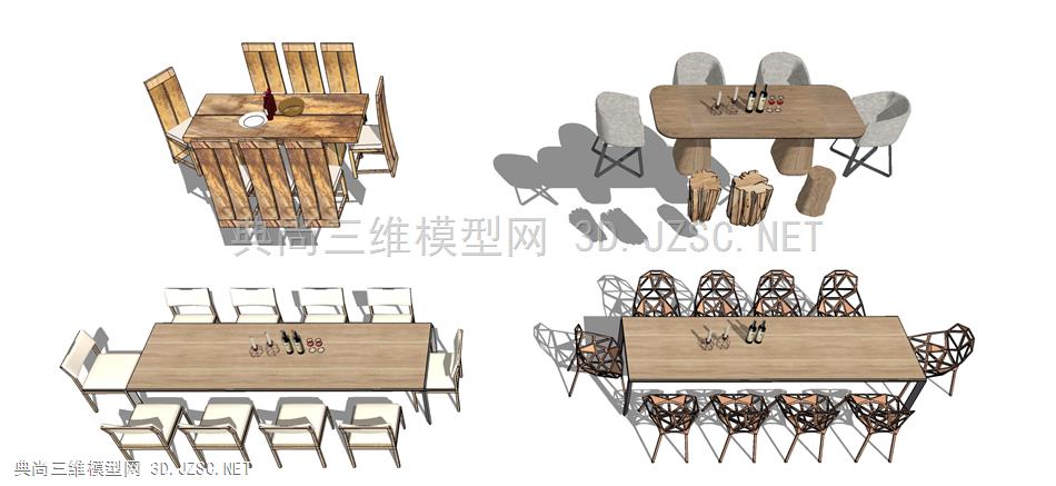 现代户外室内餐桌椅子组合04