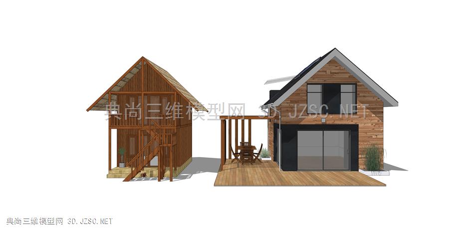 小木屋 (25 森林木屋建筑 建筑  古建筑 村屋 民宿 度假屋 