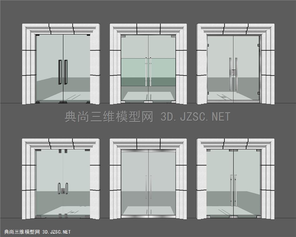 现代商业玻璃双开门 商铺门办公门 