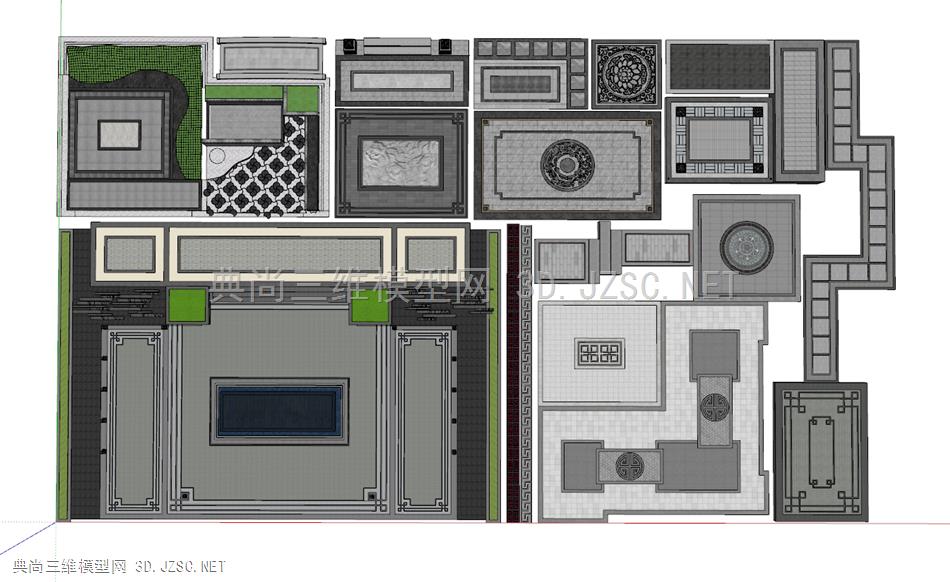 中式庭院铺装地面拼花精品合集-zz