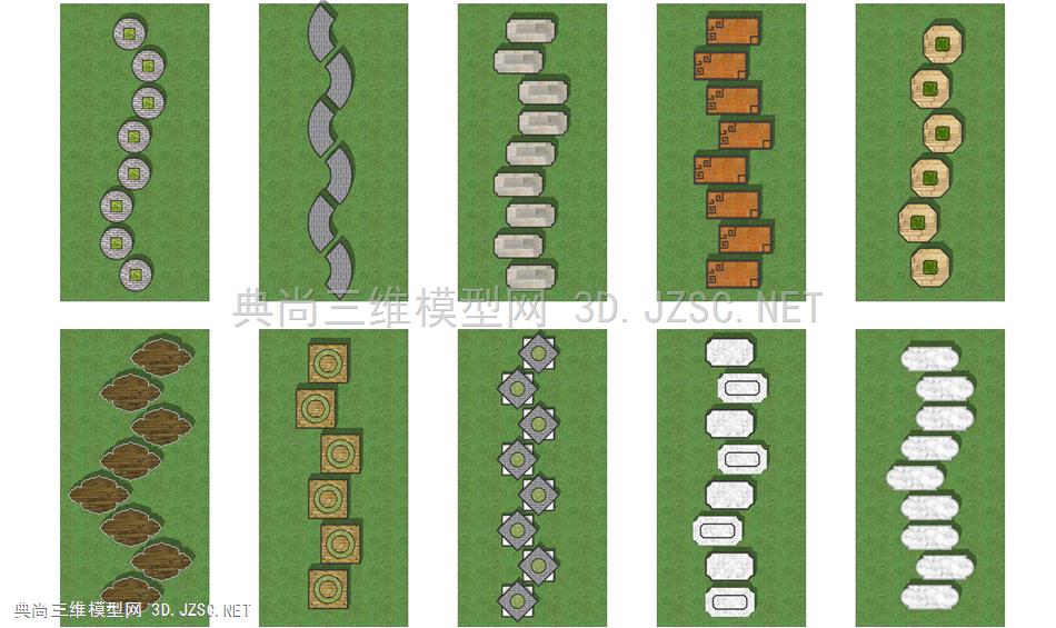 中式特色汀步 景观汀步 景观小品 甬道 游园路