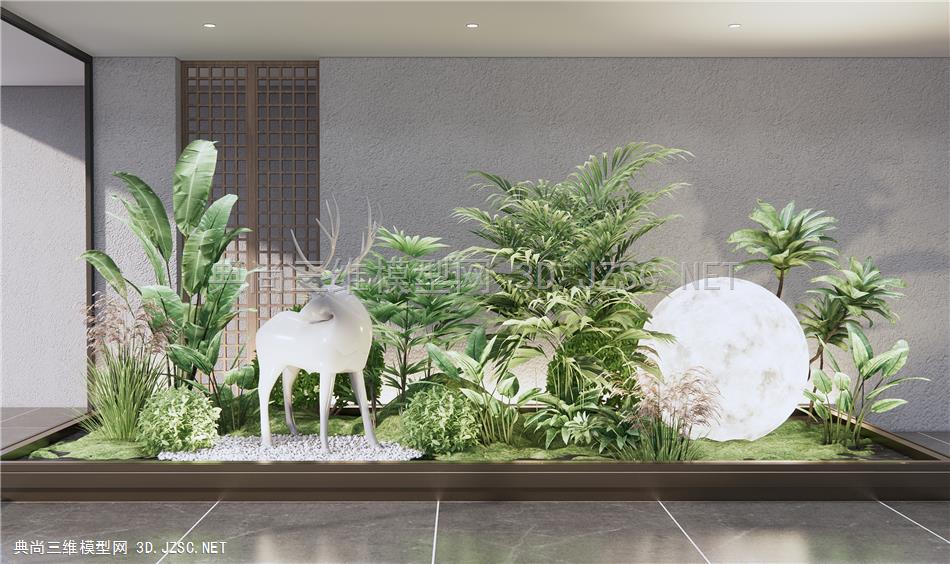 现代景观植物小品 雕塑小品 灌木植物堆 室内景观小品 庭院景观