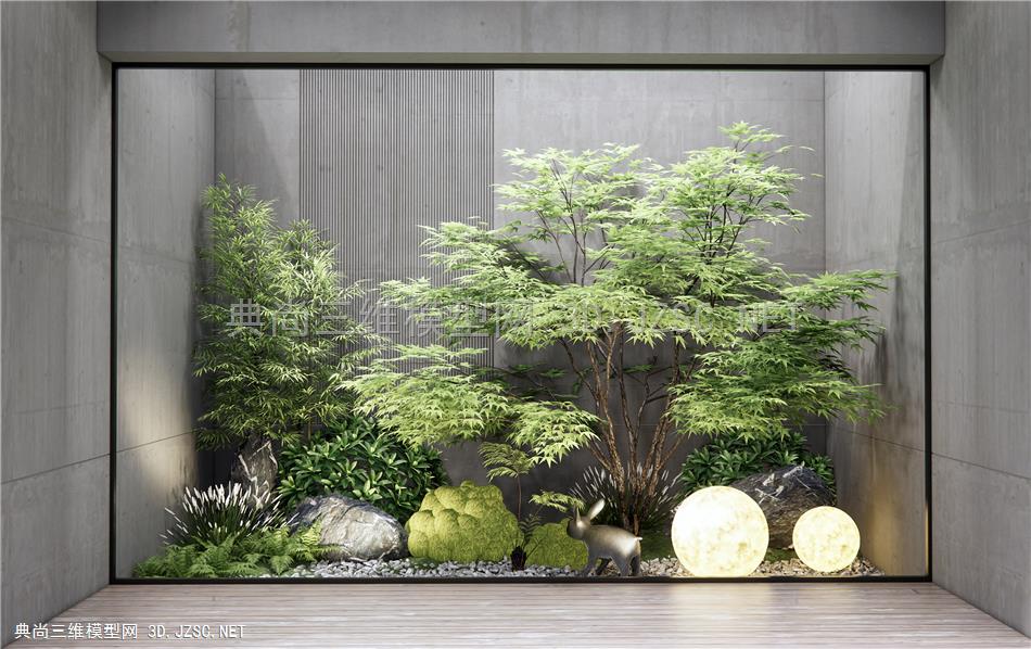 现代庭院景观小品 植物景观 绿植石头景观小品 雕塑小品 苔藓 灌木1