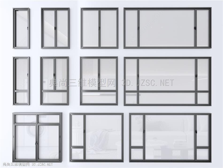 现代窗户 平开窗 玻璃窗 单开窗 双开窗 落地窗 断桥铝窗组合