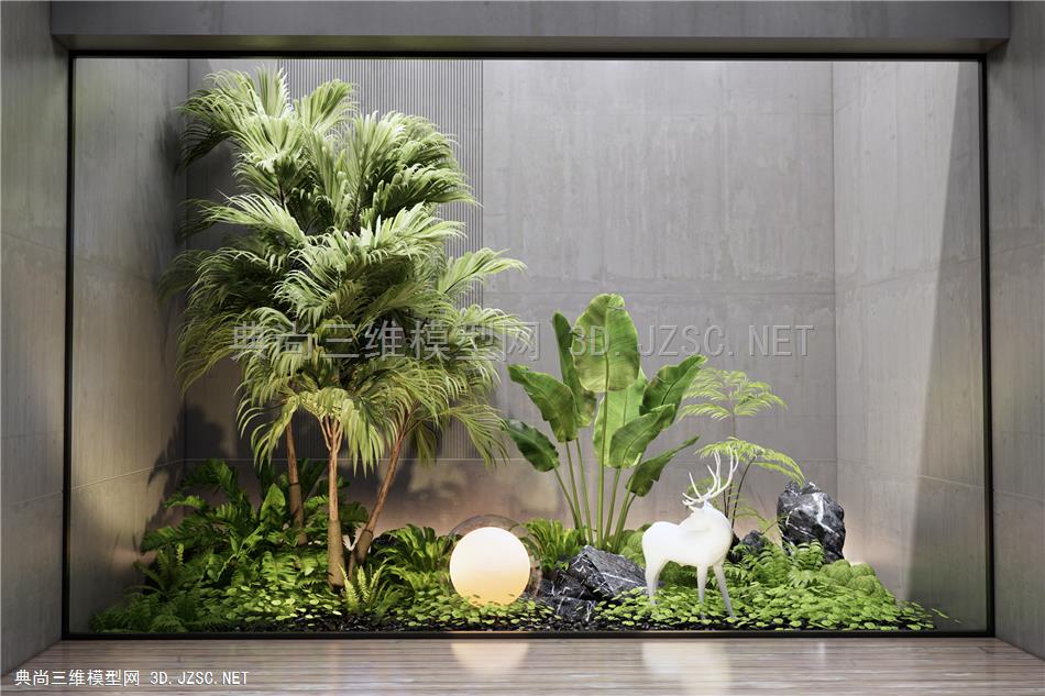 现代庭院景观小品 植物景观造景 苔藓植物 蕨类植物 植物堆 植物组合