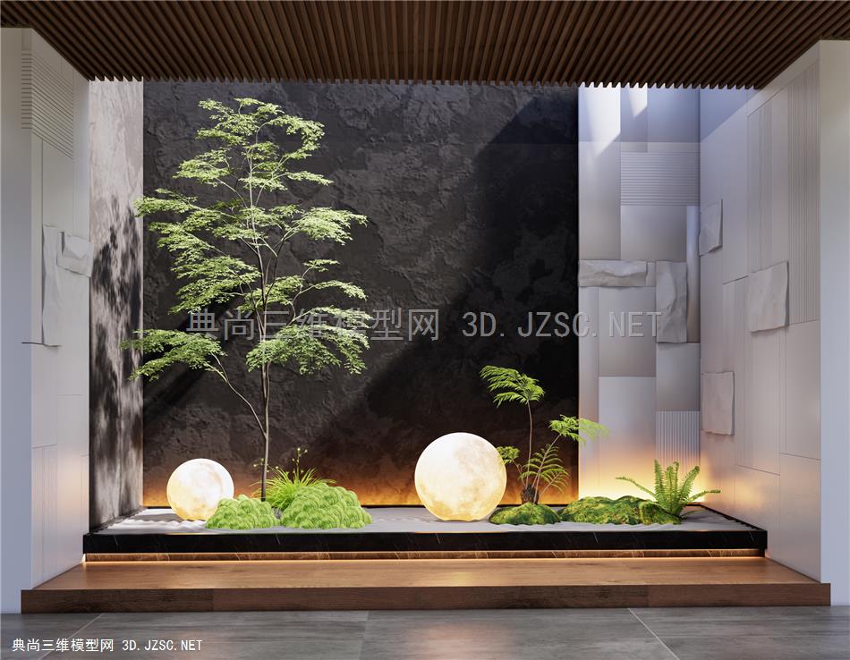 现代室内植物景观造景 庭院小品 植物堆 苔藓植物