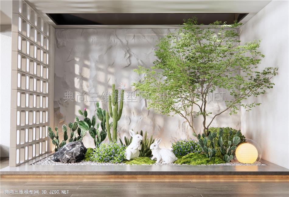 现代室内植物景观 庭院小品 仙人掌 植物组合 花境 景观造景 乔木